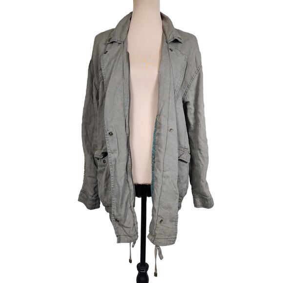 Free People Vintage Small Gold Embroidered Twill Parka Coat Jacket - Picture 5 of 10